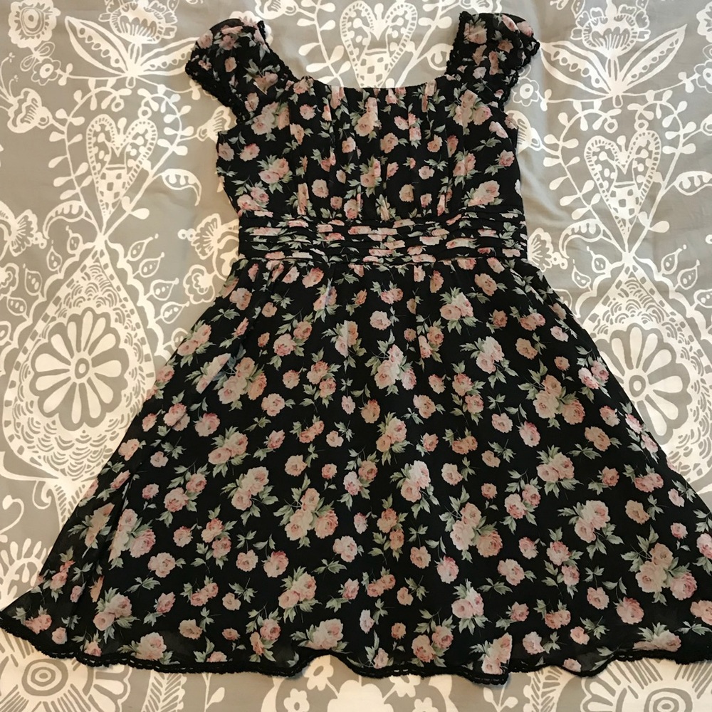 Pink floral print dress